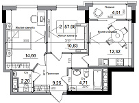 Планировка 1-к квартира площей 35.48м2, AB-05-07/00005.