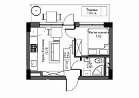 Планування 1-к квартира площею 23.56м2, UM-003-02/0014.