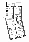 Планировка 3-к квартира площей 57.65м2, UM-001-04/0006.