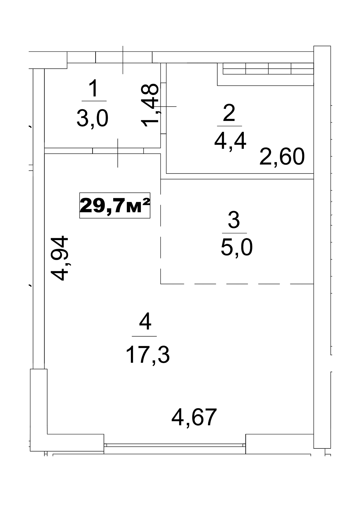 Planning Smart flats area 29.7m2, AB-13-01/00001.