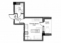 Планування Smart-квартира площею 22м2, UM-007-03/0008.