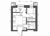 Planning 1-rm flats area 25.11m2, KS-012-04/0002.