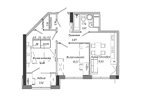 Планування 2-к квартира площею 50.33м2, AB-20-06/00002.