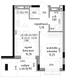 Планировка 1-к квартира площей 41.48м2, LR-005-04/0027.