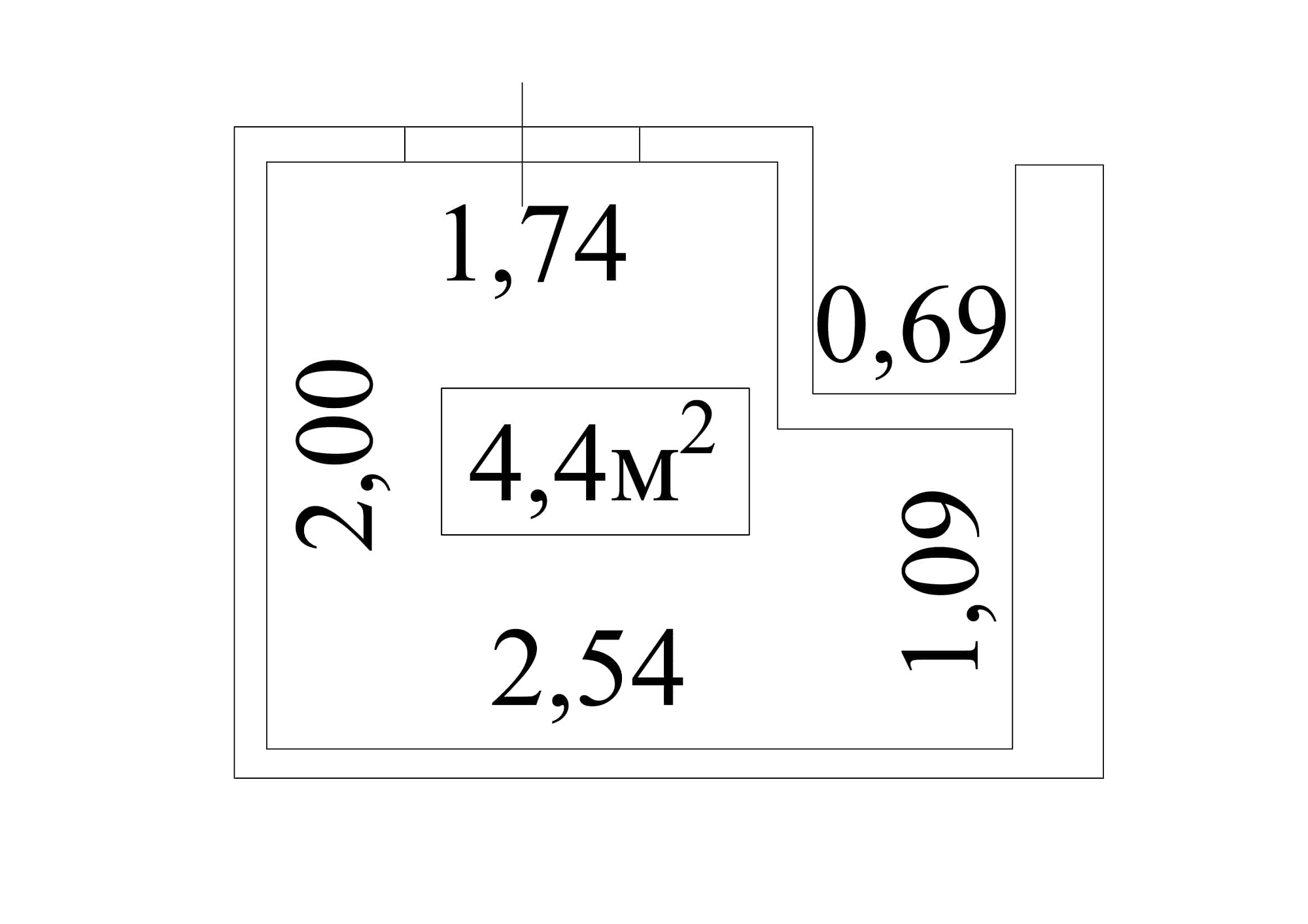 Планування Комора площею 4.4м2, AB-01-м1/К0001.