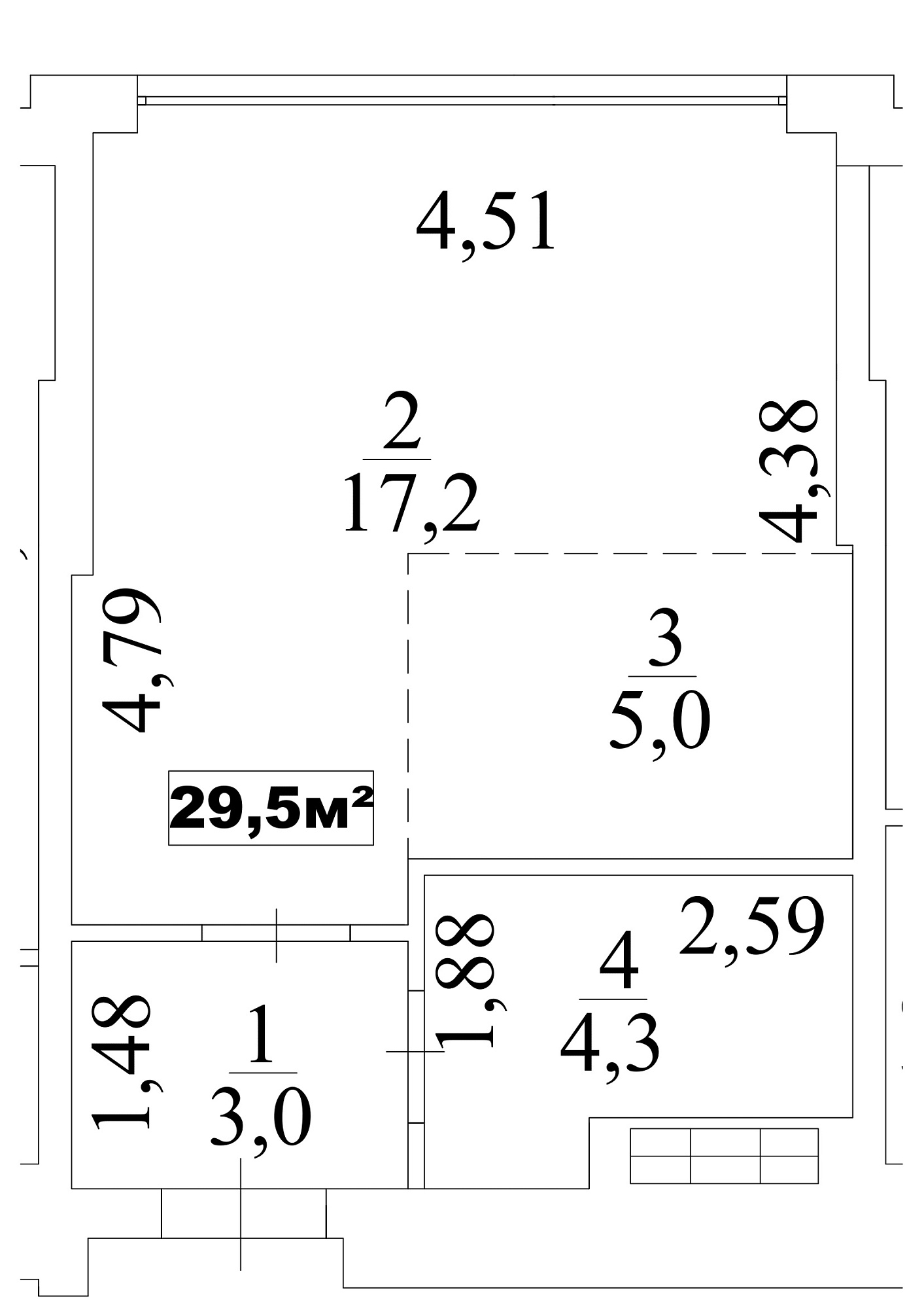Planning Smart flats area 29.5m2, AB-10-04/00032.
