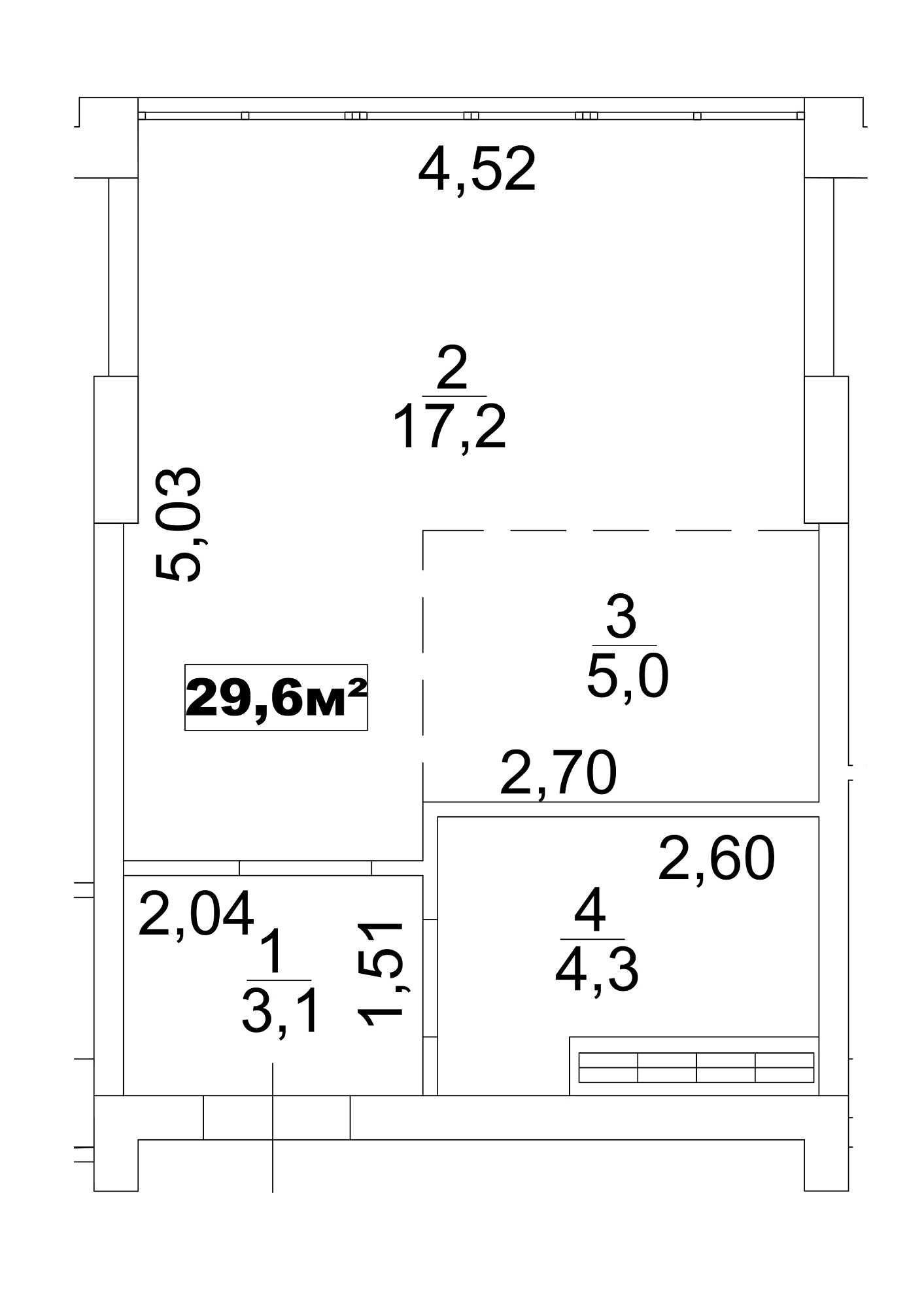 Planning Smart flats area 29.6m2, AB-13-05/00038.