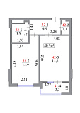 Planning 1-rm flats area 40.5m2, AB-07-05/00038.