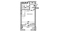 Планировка Smart-квартира площей 27.6м2, AB-03-07/00004.