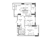 Планування 2-к квартира площею 42.85м2, AB-20-06/0006а.