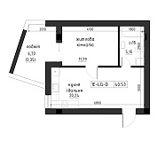 Планировка 2-к квартира площей 40.53м2, LR-002-03/0006.