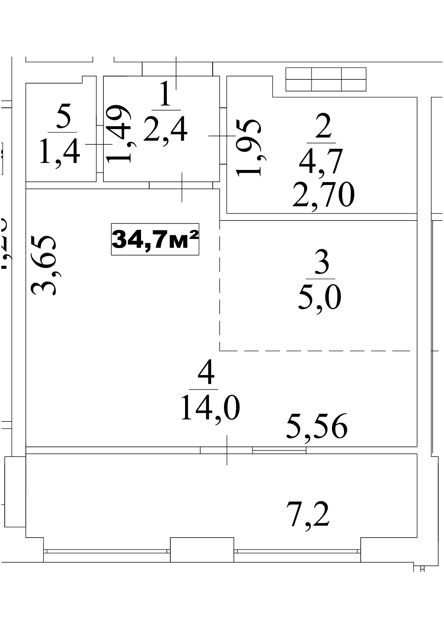 Planning Smart flats area 34.7m2, AB-10-06/00047.