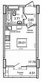 Планування Smart-квартира площею 28.9м2, AB-09-04/00002.