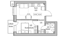 Планировка 1-к квартира площей 30.4м2, KS-014-04/0012.