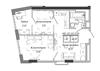 Планування 2-к квартира площею 46.22м2, AB-20-04/0001а.