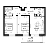 Planning 2-rm flats area 65.53m2, LR-003-01/0002.