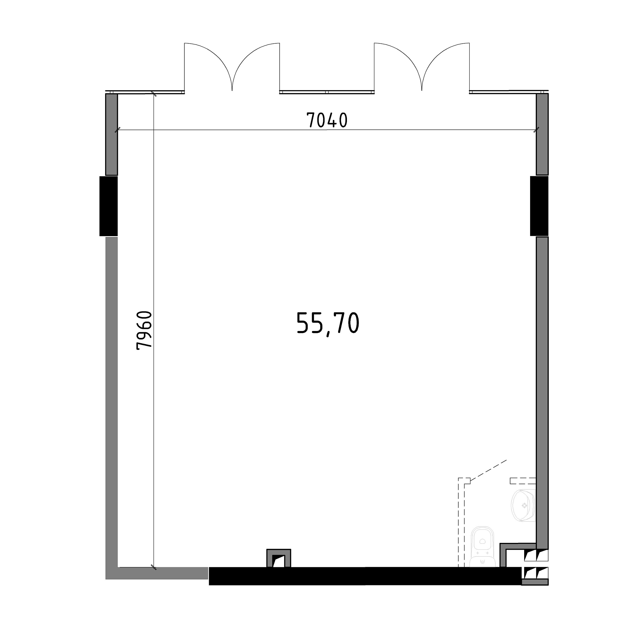Планировка Коммерческие площей 55.7м2, AB-04-01/Т0003.