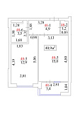 Planning 1-rm flats area 40.9m2, AB-01-06/00046.
