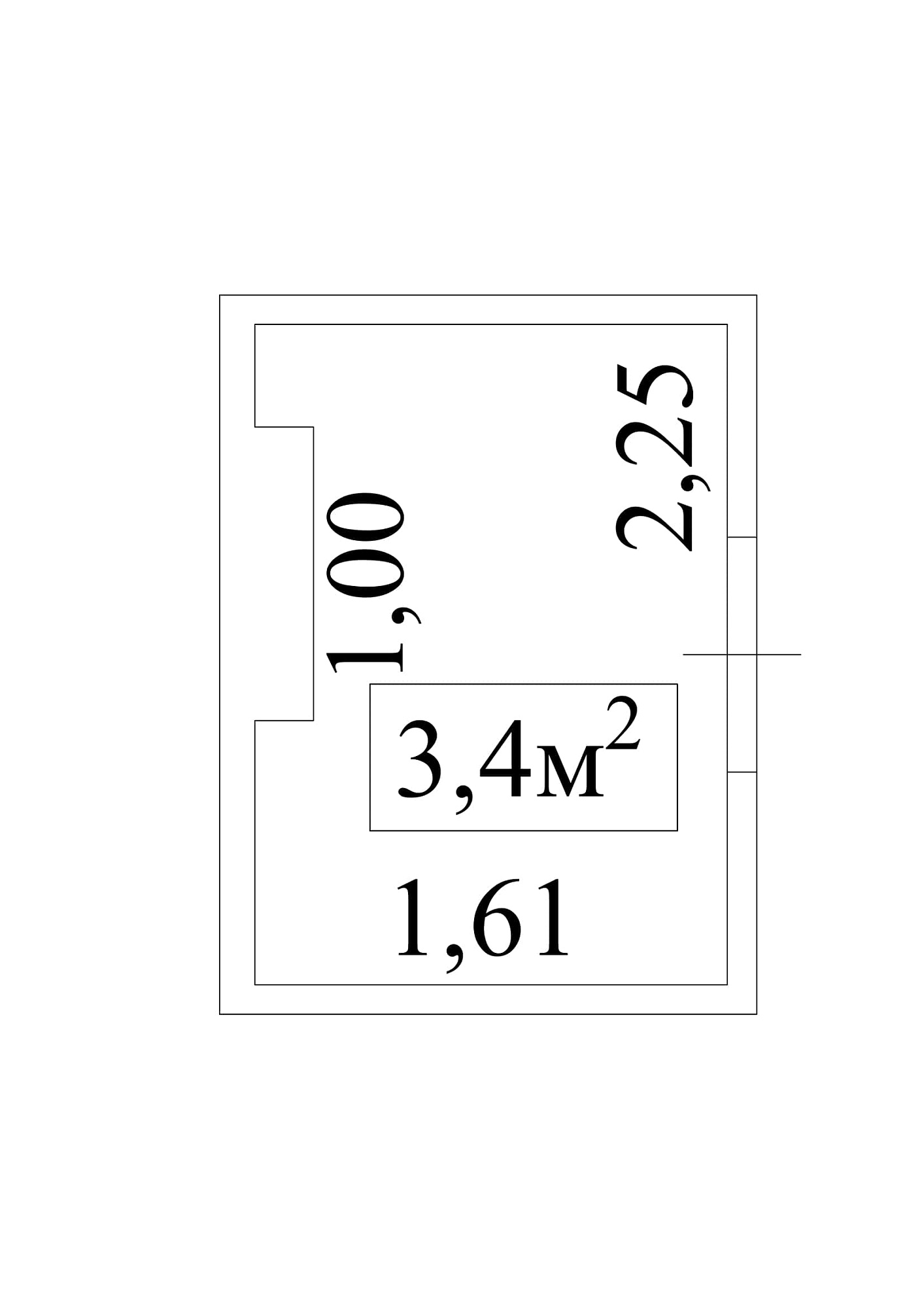 Планування Комора площею 3.4м2, AB-01-м1/К0013.