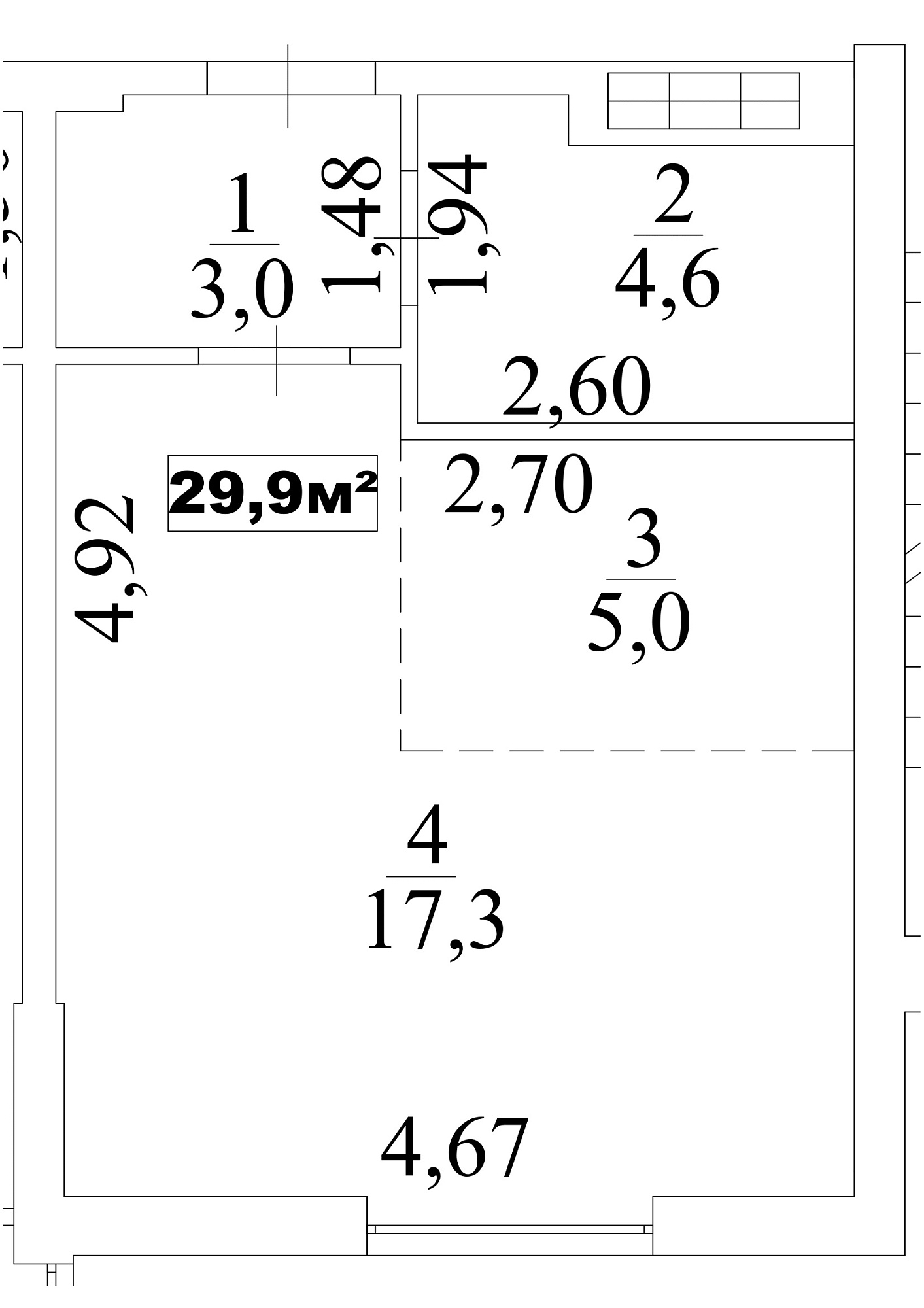 Planning Smart flats area 29.9m2, AB-10-10/0082а.