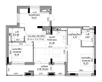 Планировка 2-к квартира площей 79.62м2, LR-002-09/0055.