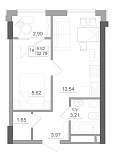 Планування 1-к квартира площею 32.79м2, AB-22-12/00001.