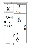 Planning Smart flats area 28m2, AB-02-02/00001.