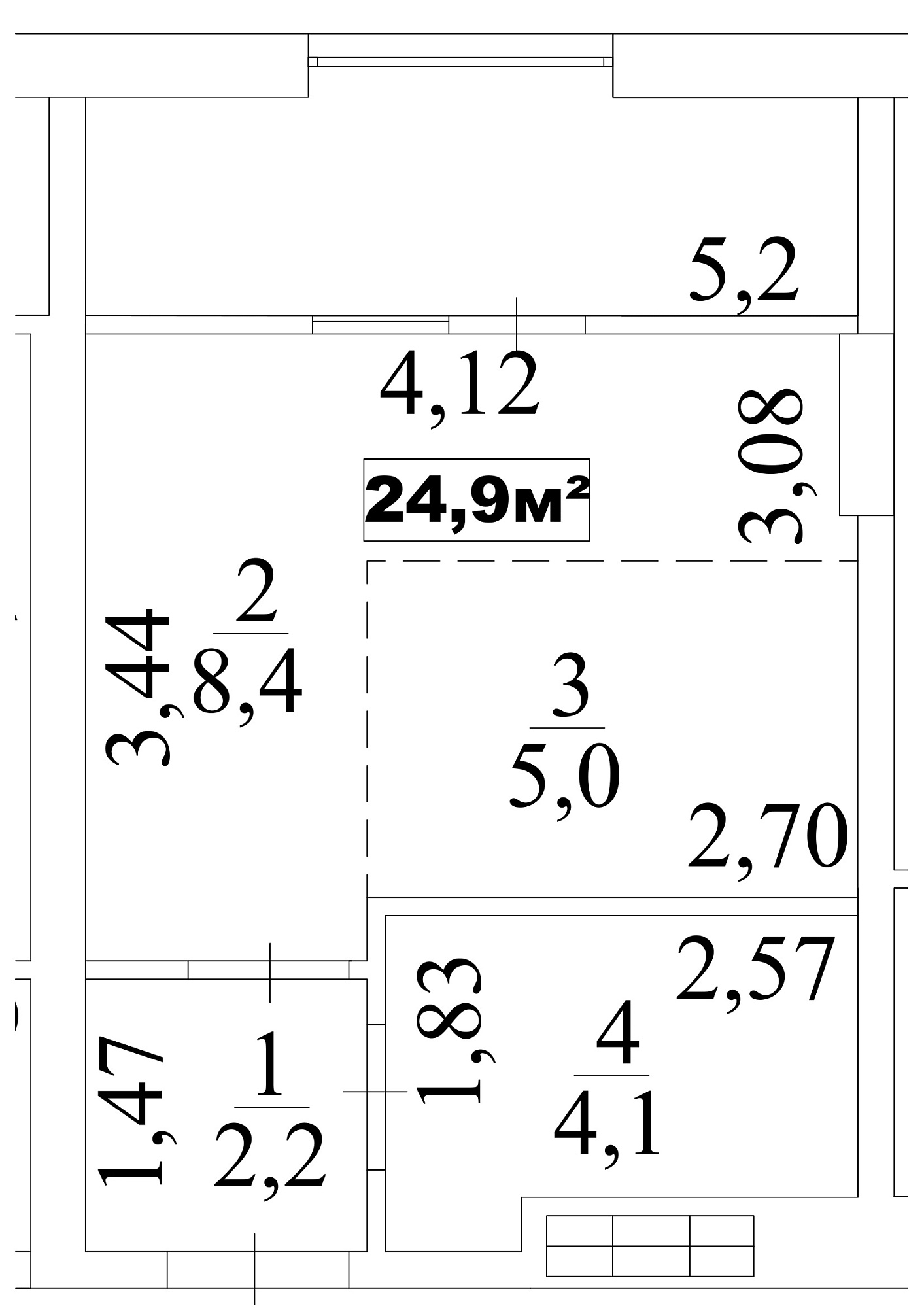 Planning Smart flats area 24.9m2, AB-10-07/0057в.
