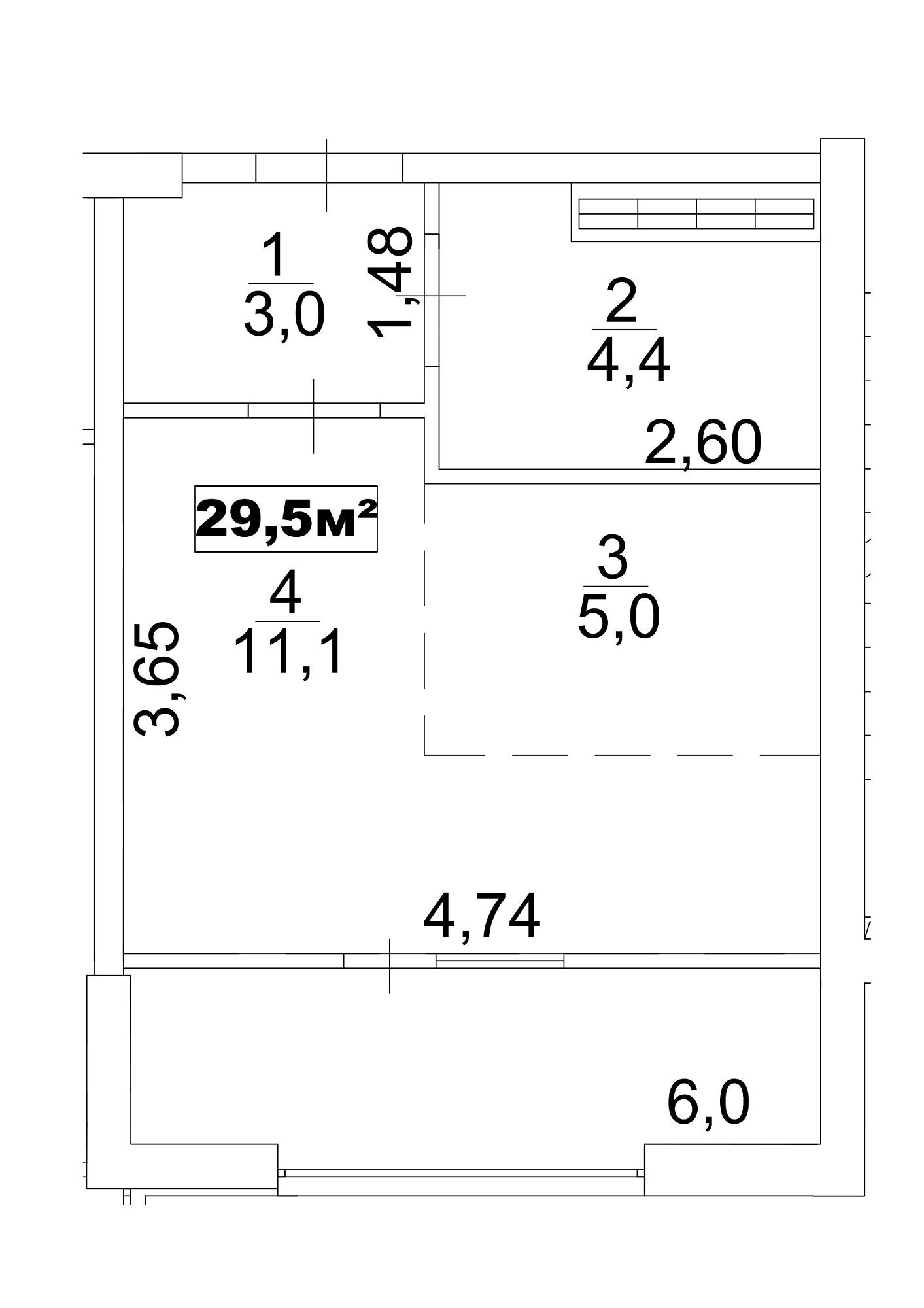 Планировка Smart-квартира площей 29.5м2, AB-13-03/0016а.