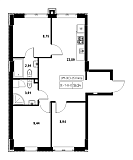Planning 3-rm flats area 56.54m2, 7c07795e-405c-11f0-bad1-00155d42e31d.