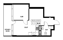 Планування 1-к квартира площею 36.45м2, 21c65edd-1f56-11eb-ba9c-00155d42e31d.