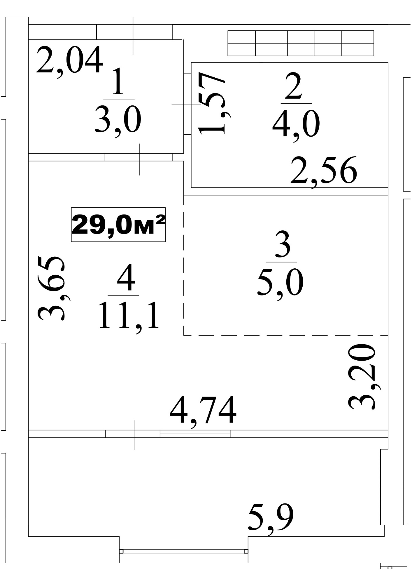 Planning Smart flats area 29m2, AB-10-02/00018.