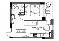 Планування 1-к квартира площею 32.31м2, UM-003-03/0017.