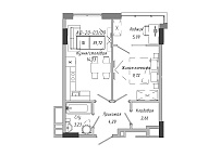 Планування 1-к квартира площею 39.72м2, AB-20-03/00009.
