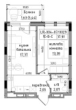 Планировка 1-к квартира площей 37.91м2, LR-004-07/0029.
