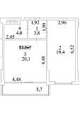Планування 1-к квартира площею 53м2, AB-10-10/00089.