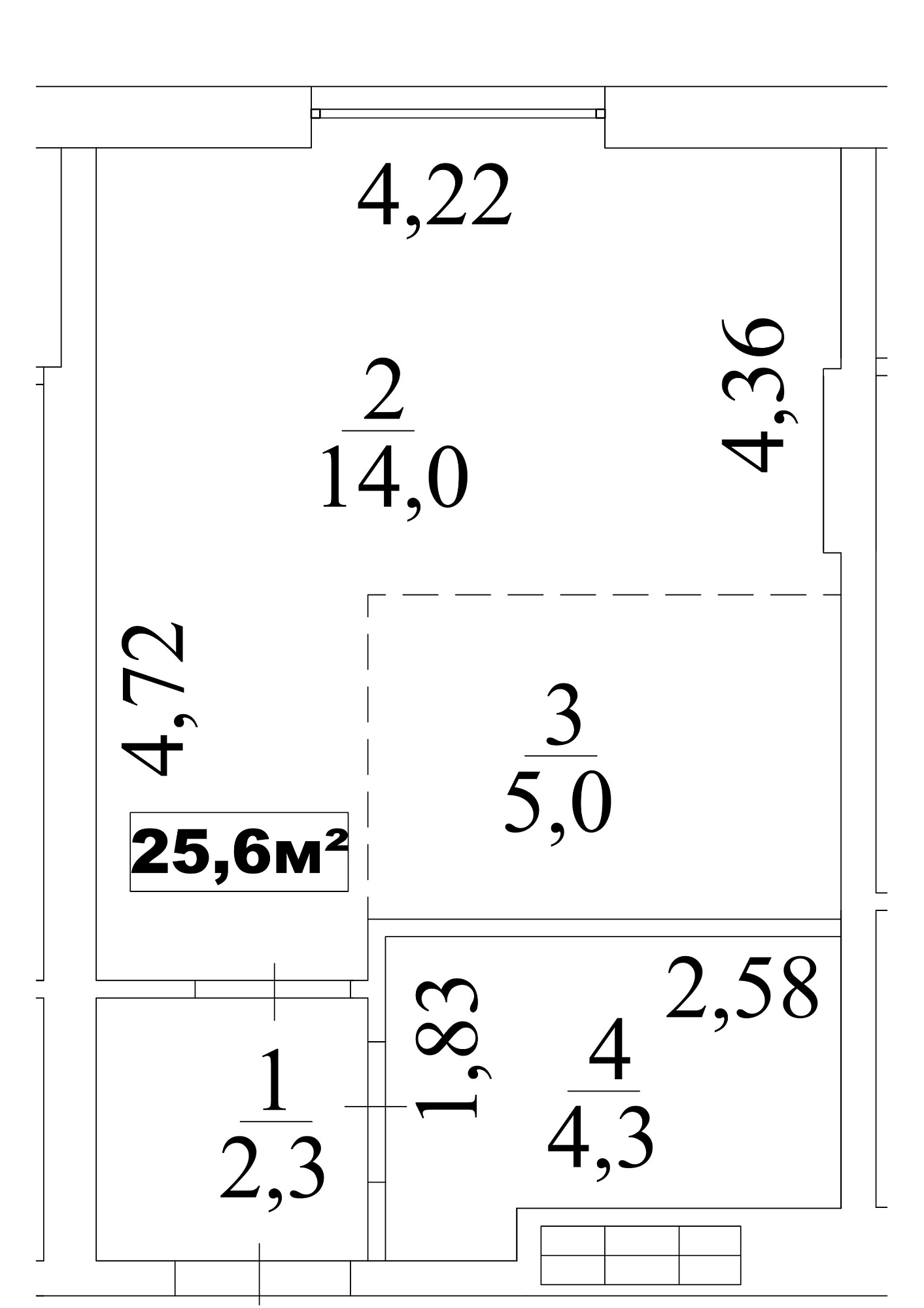 Планування Smart-квартира площею 25.6м2, AB-10-02/0012в.