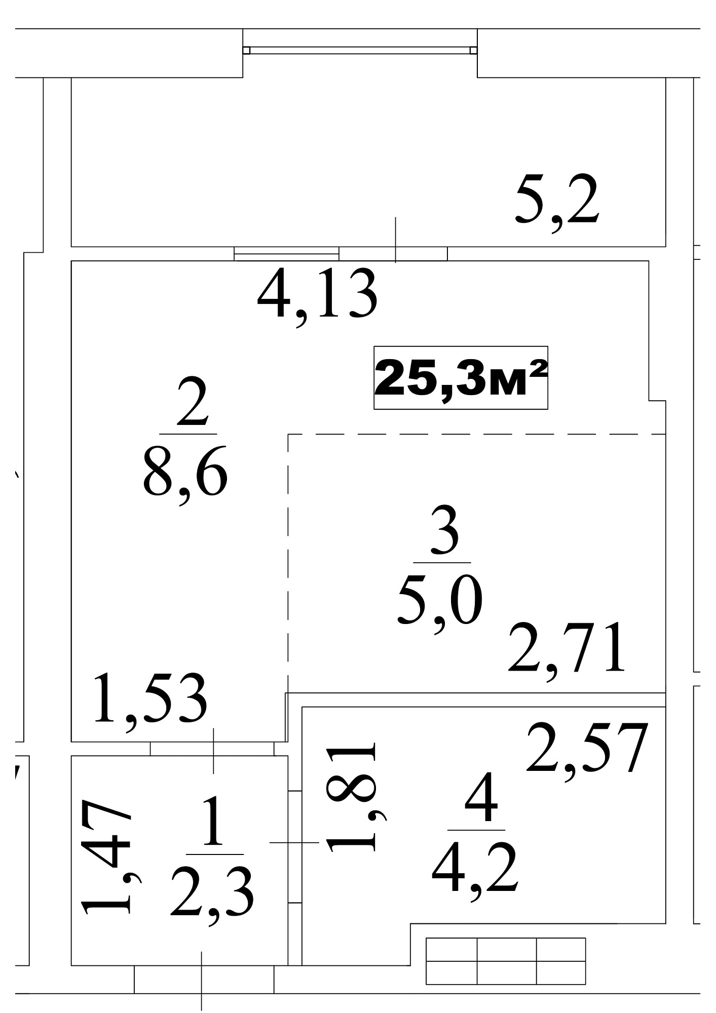 Планировка Smart-квартира площей 25.3м2, AB-10-03/0021в.