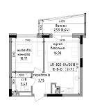 Planning 1-rm flats area 36.92m2, LR-002-04/0018.