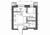 Planning 1-rm flats area 25.11m2, KS-012-03/0002.