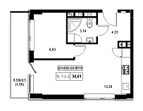 Планування 1-к квартира площею 34.61м2, 9a56b943-f413-11ea-ba9c-00155d42e31d.