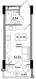 Planning Smart flats area 23.06m2, AB-16-11/00002.