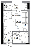 Планування Smart-квартира площею 26.53м2, AB-11-03/00006.