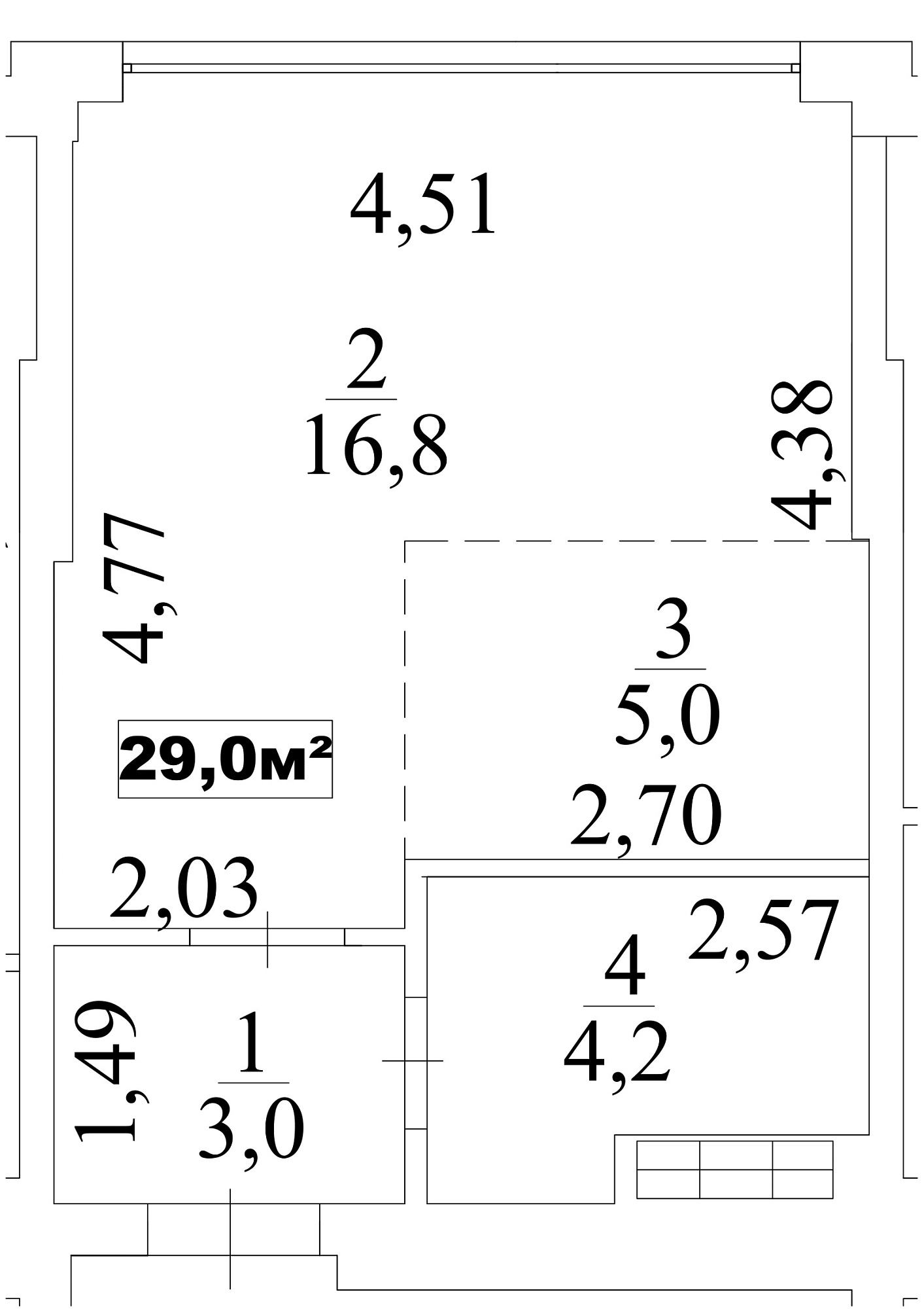 Planning Smart flats area 29m2, AB-10-02/00014.