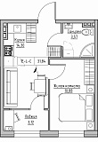 Планування 1-к квартира площею 31.84м2, KS-024-02/0006.