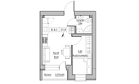 Планировка 1-к квартира площей 27.49м2, KS-016-05/0007.