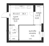 Planning 1-rm flats area 35.3m2, LR-002-06/0003.
