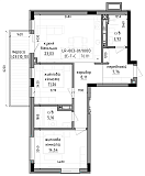 Планировка 2-к квартира площей 76.81м2, LR-003-01/0003.
