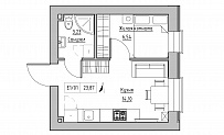 Планировка 1-к квартира площей 23.87м2, KS-015-02/0004.