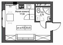 Planning Smart flats area 20.65m2, UM-002-07/0067.